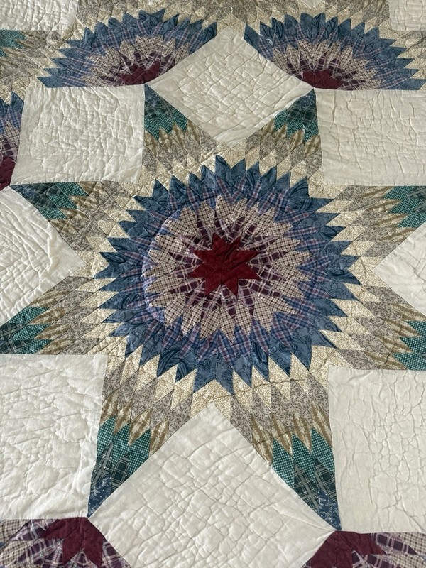 8 Point Star Patchwork Quilt 91”X87” By Heritage Collection Fan Diamond Designs gallery