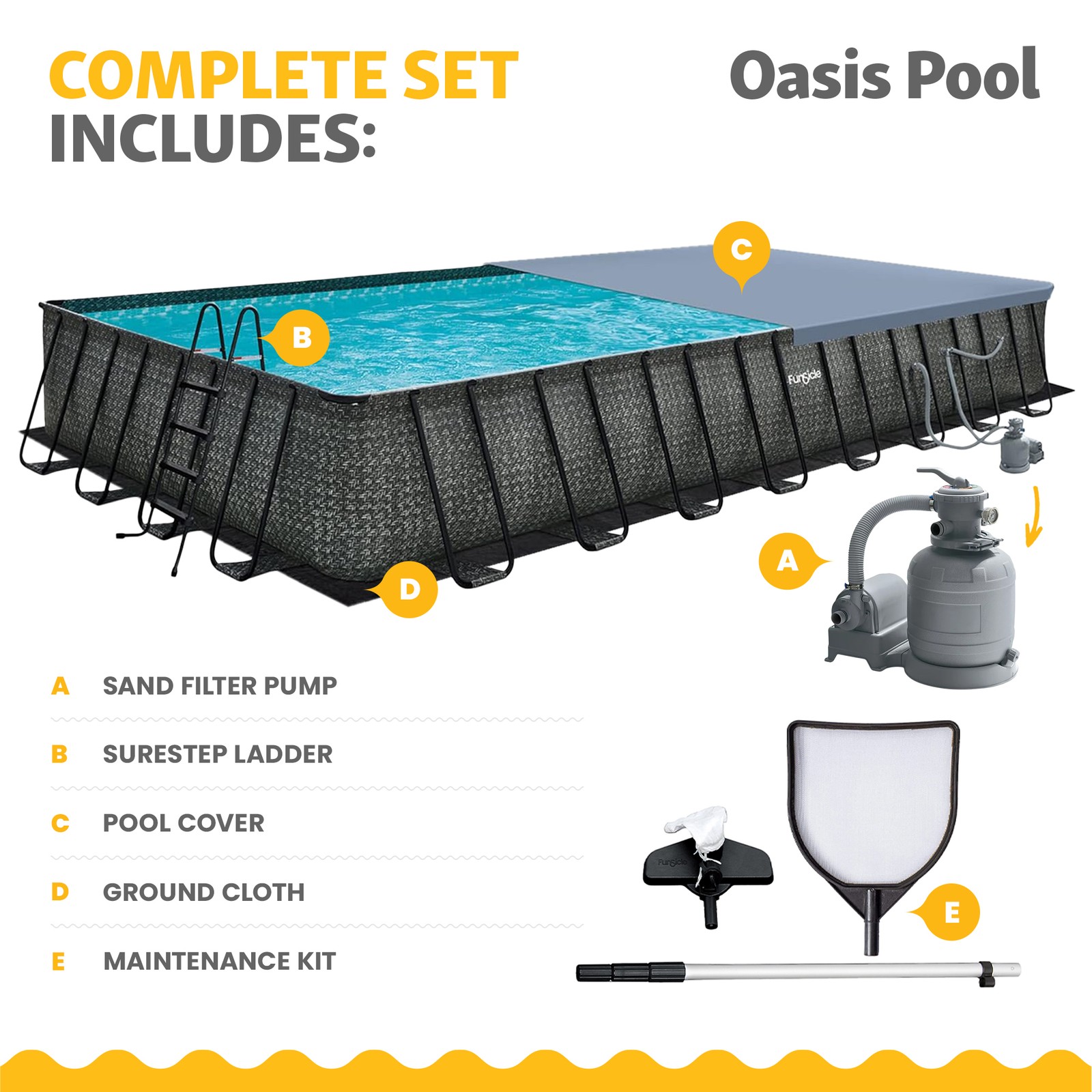 Funsicle 32' x 16' x 52" Oasis Rectangle Outdoor Above Ground Swimming Pool gallery