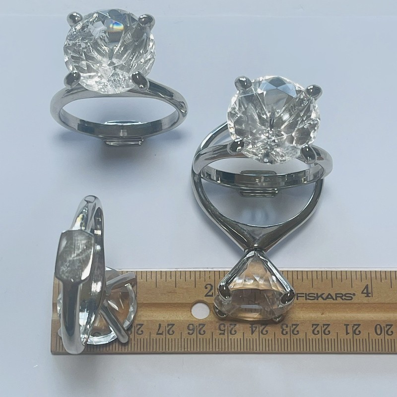 Napkin Bling Ring Holder Set 4pc Silver Tone Clear Stone Engagement Wedding READ gallery