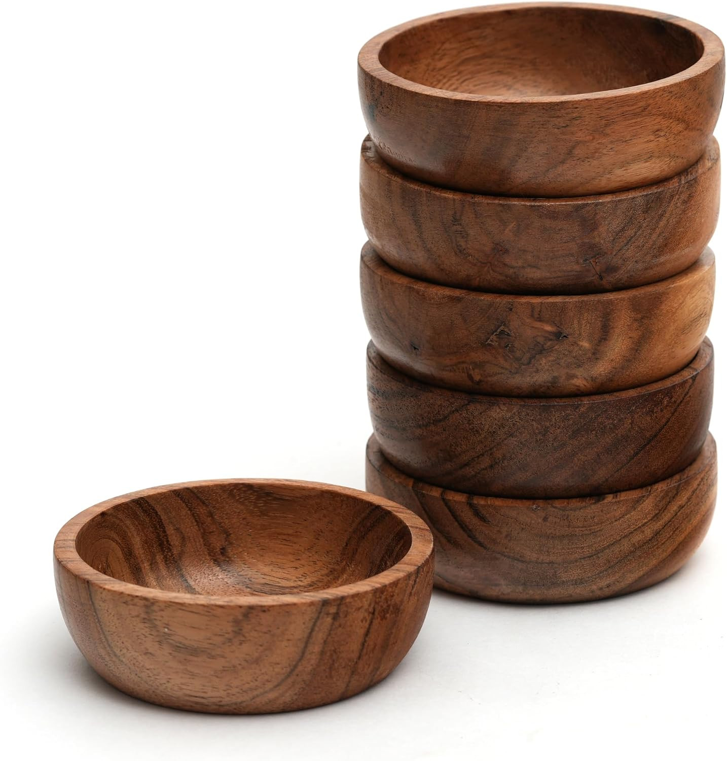 Acacia Wood Bowls: Handcrafted, Rustic, 6 Bowls of 3.75-Inch, 0.25 Liters Capaci gallery