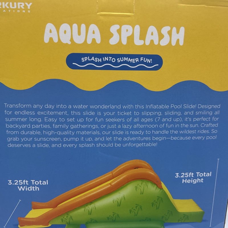 New Merkury Aqua Splash Inflatable Pool Slide 8ft Long 3.25ft Tall Age7+ FreeS&H gallery