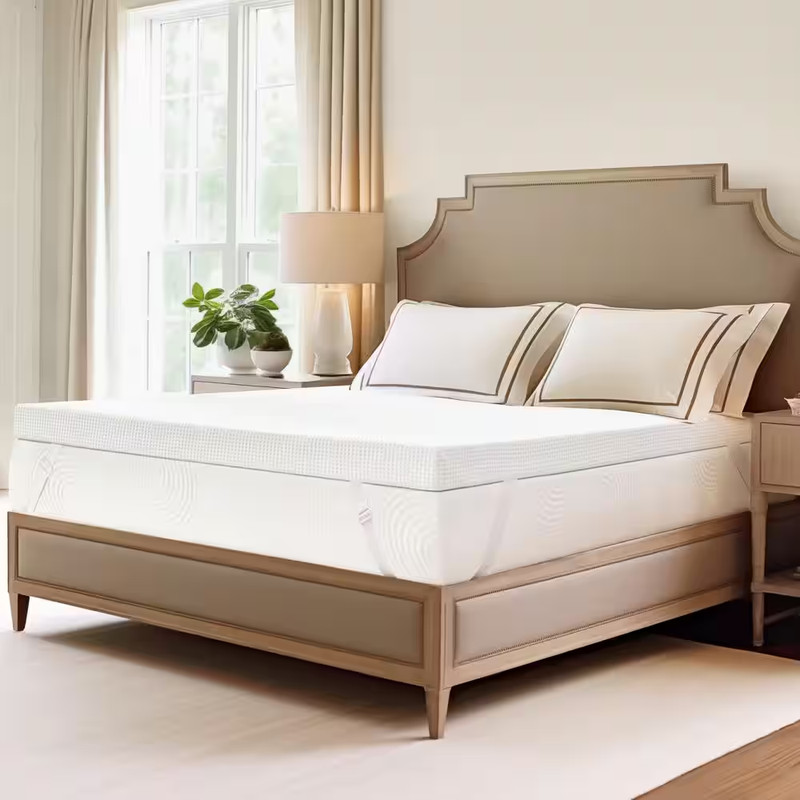 Medium 4 In. Full Gel Memory Foam Mattress Topper with Easy Care Machine Washabl gallery