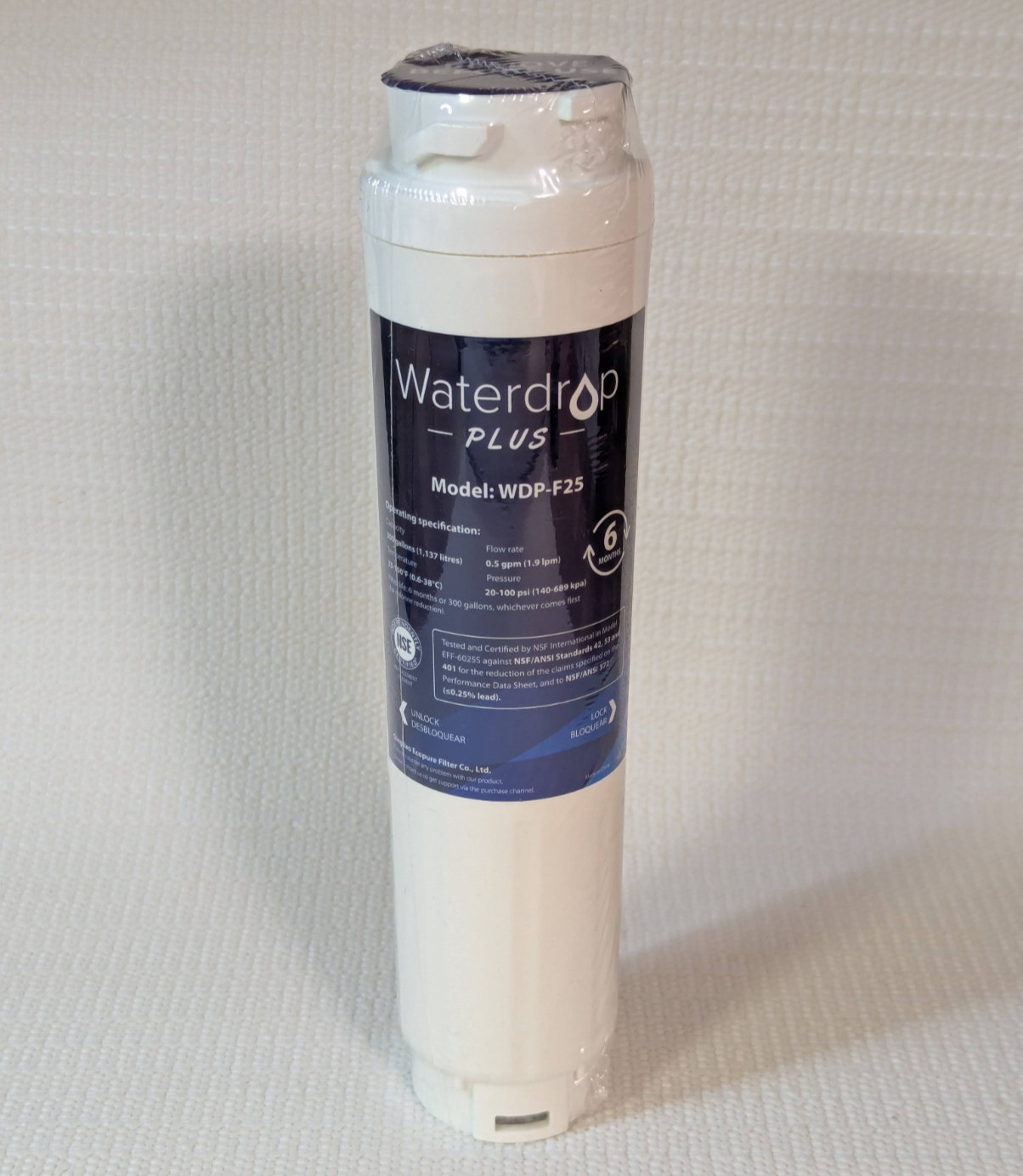 Waterdrop Plus Model WDP-F25 Water Filter Replacement 300 Gallons 6-Month gallery