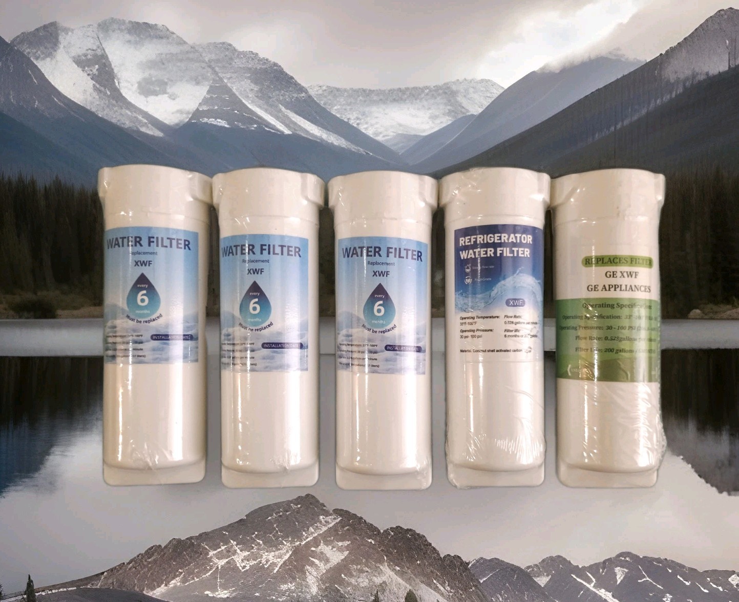 Waterdrop XWF Replacement For GE® XWF Refrigerator Water Filter, Pack of 5 gallery