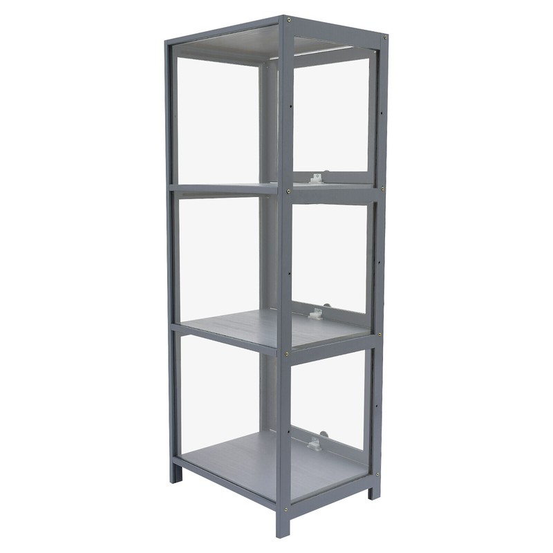 3-Tier Bamboo & Acrylic Display Case for Collectibles and Ornaments 40×32×106 cm gallery