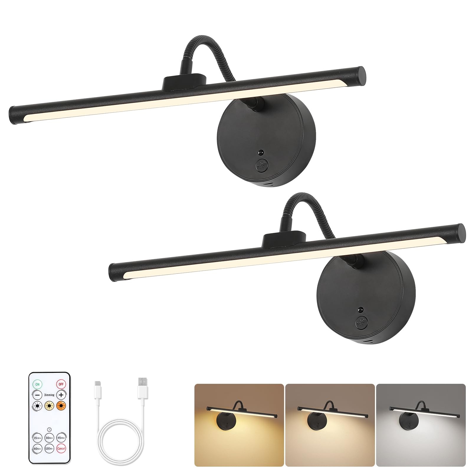 Wireless Picture Light 13.5 inch for Gallery Walls 2 Set– Easy-Install, Batte... gallery
