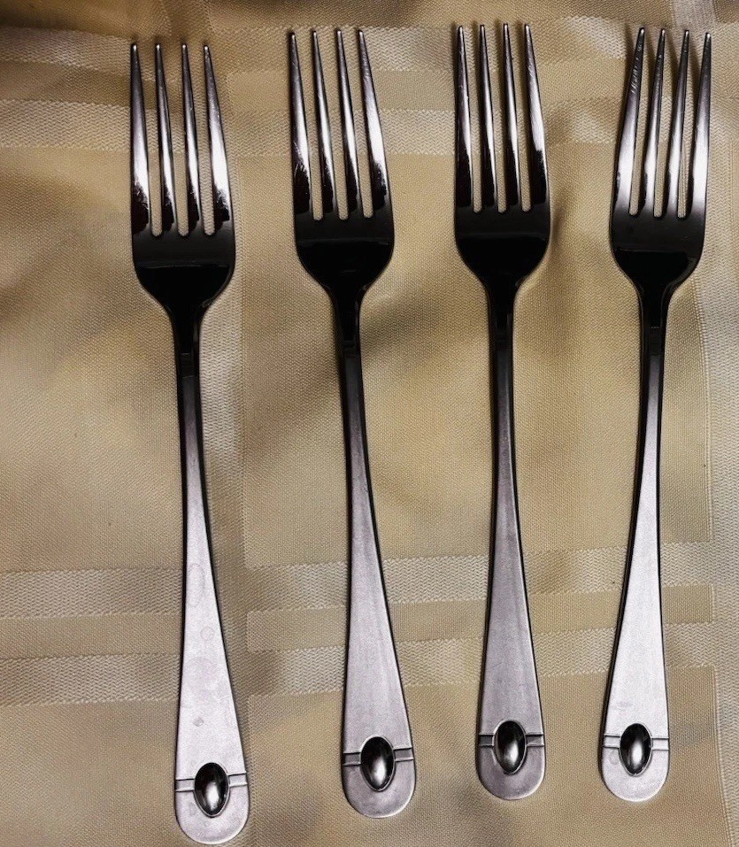 Rare Signed ONEIDA SATIN JUPITER DINNER FORKS Set of 4 Free Shipping Older Size