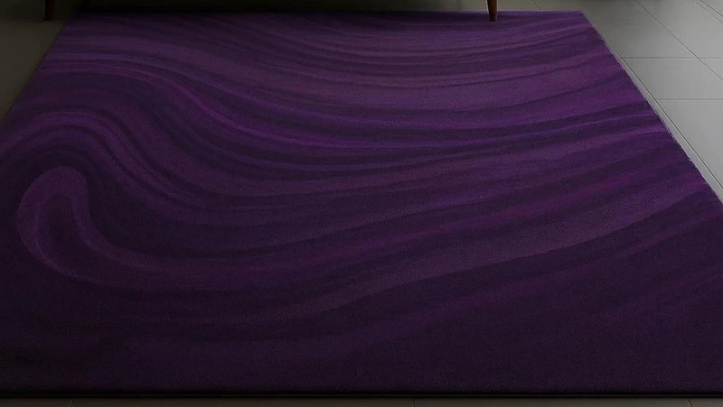 6x9 Modern Solid Purple Area Rug | Deep Aubergine Organic Swirl Living Room Rug gallery