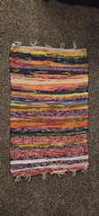 Multicolor Striped Rag Rug Indian Woven Polyester Cotton 20 x 30 in Rectangle