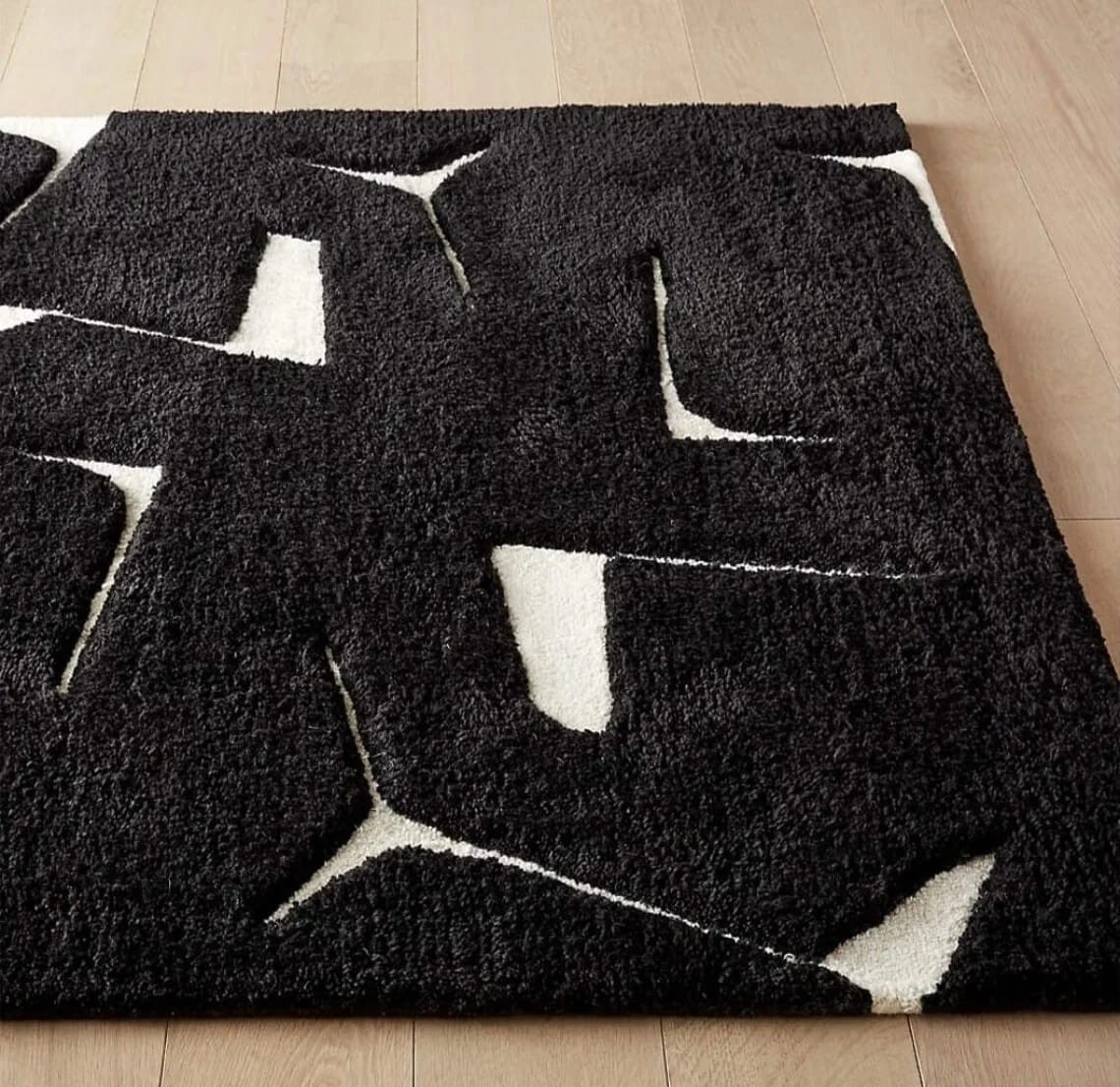 CB2 Sway Hand-Tufted Black And White Wool Rug - Area Rugs 6x9 8x10 Area Rugs gallery