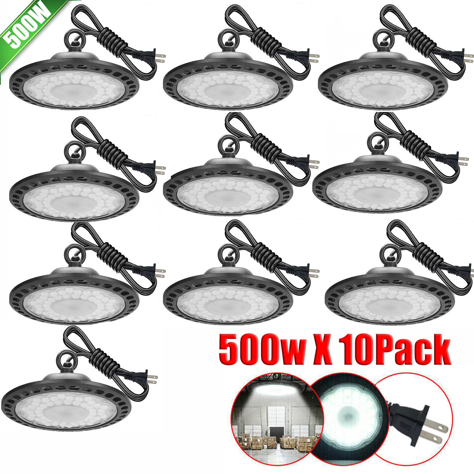 10 Pack 500W UFO Led High Bay Light Factory Warehouse Commercial Led Shop Lights gallery
