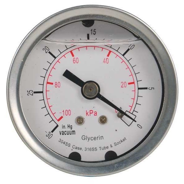 Vacuum Gauge, Liquid Filled, 2 In, 4Cfn6 gallery
