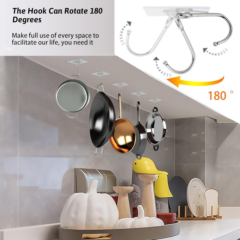 DKHDBD Large Adhesive Hooks, 16-Pack Hold 44lb(Max) Heavy Duty Transparent gallery