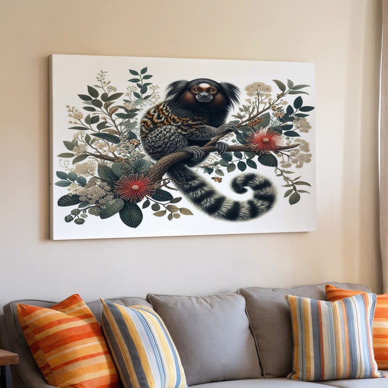 Exotic Small Monkey Wildlife Canvas Wall Art Nature Animal Branch Tropical Print gallery