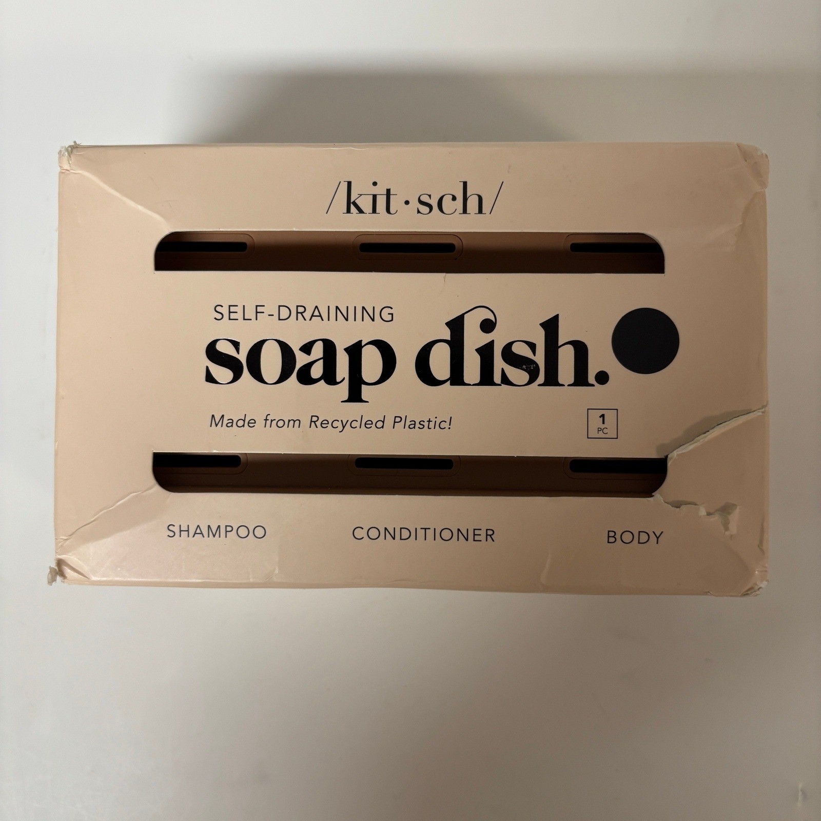 Kitsch Self-Draining Soap Dish Terracotta Recycled Plastic 3-Bar Holder NIB gallery