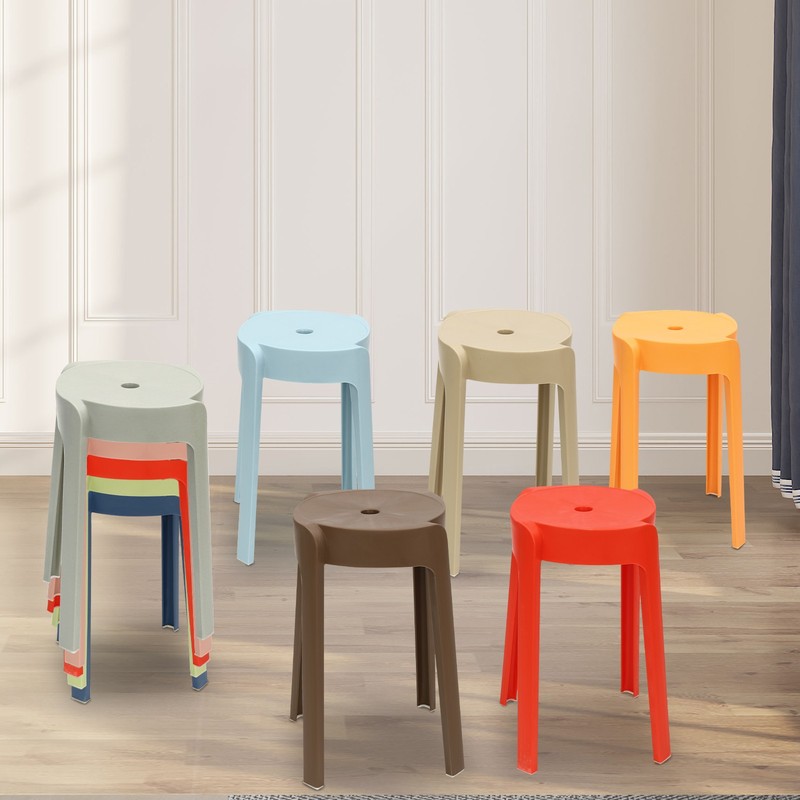 Plastic Stool Counter Kitchen Stools 18'' Set of 4 Backless Stackable Bar Stools gallery