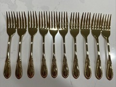 Faberware Breeze-Gold Electroplated Feathered Tip Flatware 10 Piece Salad Forks