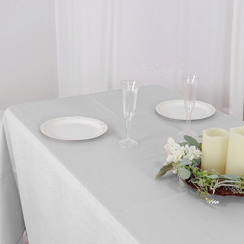 WHITE 72x120 RECTANGLE POLYESTER TABLECLOTH Wedding Party Catering Linens Dinner gallery