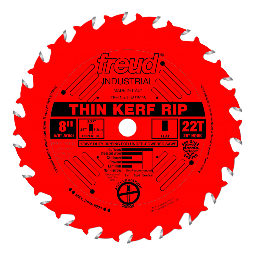 Freud LU87R008 8 Inch X 22 Tooth Thin Kerf Rip Blade gallery