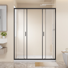 60″x72″ 4-Panel Center Opening Double Sliding Shower Door, 6mm Tempered Glass