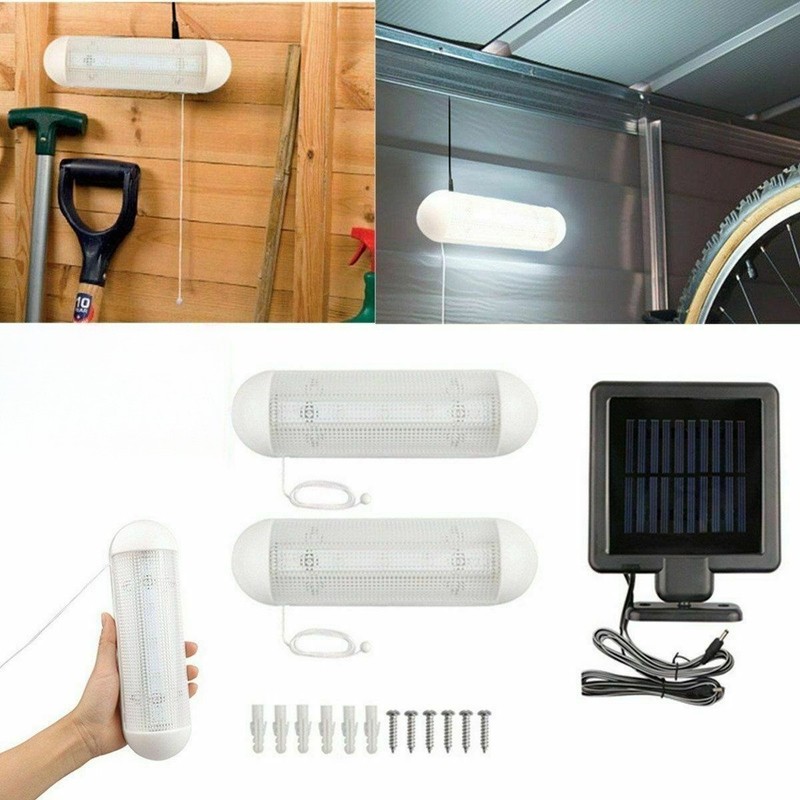 2x Solar Powered LED Light Rechargeable Garage Shed Light Garden Indoor Outdoor gallery