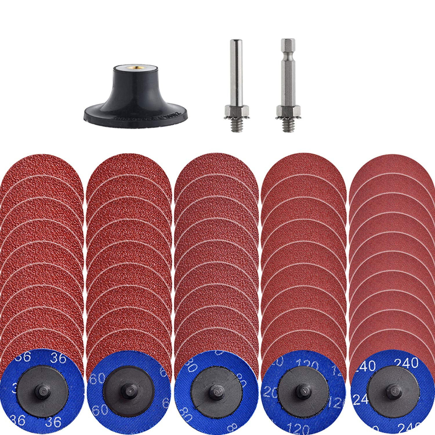 Miroku 50Pcs Mixup 2 Inch Twist on Quick Change Discs Set, A/O Sanding Discs wit gallery
