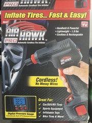 Ontel 980096321 Air Hawk Pro Automatic Cordless Tire Inflator In Original Box