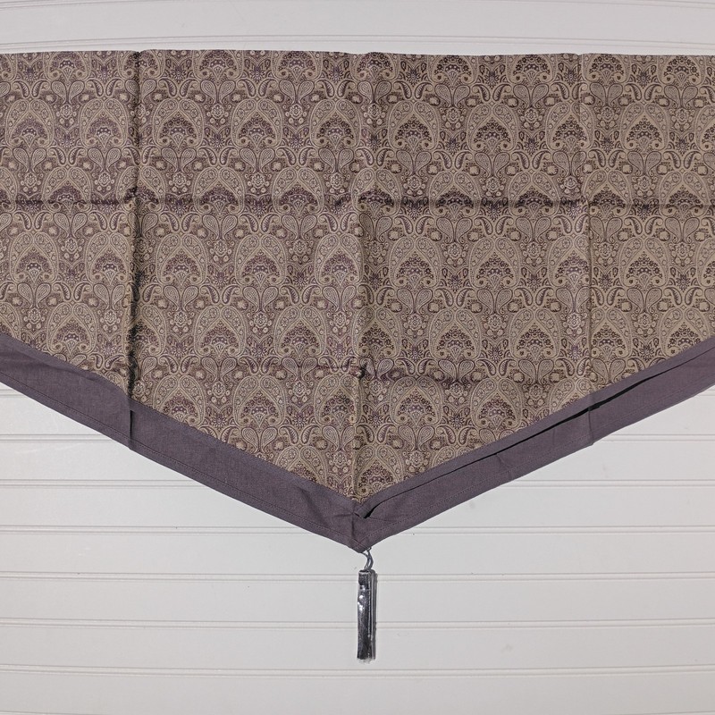 PAIR Croscill Malabar Amethyst Ascot Valances Purple Gray Paisley NEW Tassels gallery