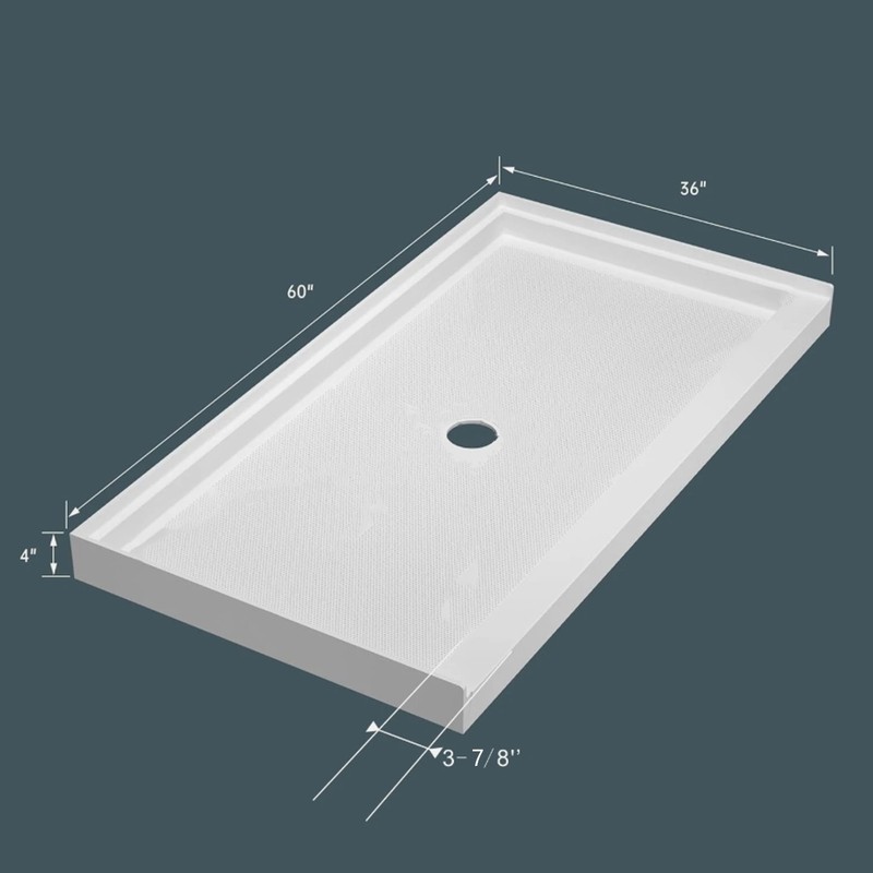 Glossy White 60''L x 36''W Shower Base Easy Maintenance Acrylic Shower Pan Kit gallery