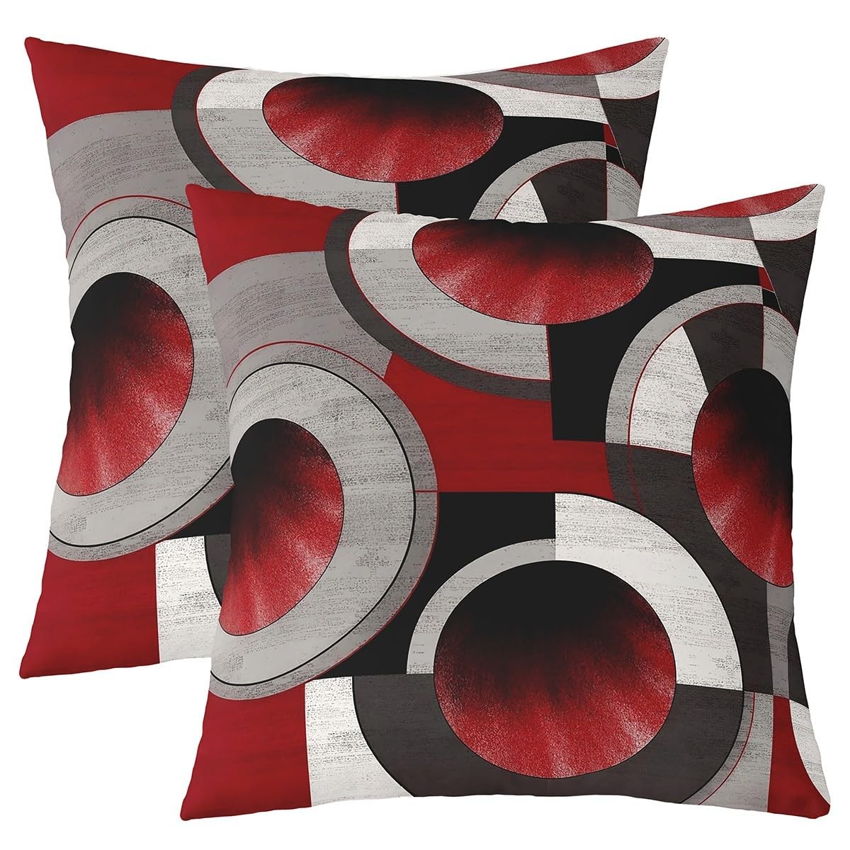 Abstract Geometric Circles Pillow Covers 20x20 Inch Set of 2 Gradient Red Gra... gallery