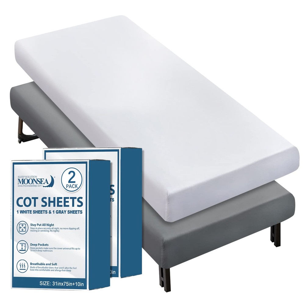 Cot Sheets 31" X 75"2 Pack Cot Fitted Sheet Ultra Soft And Breathable Snug Fit