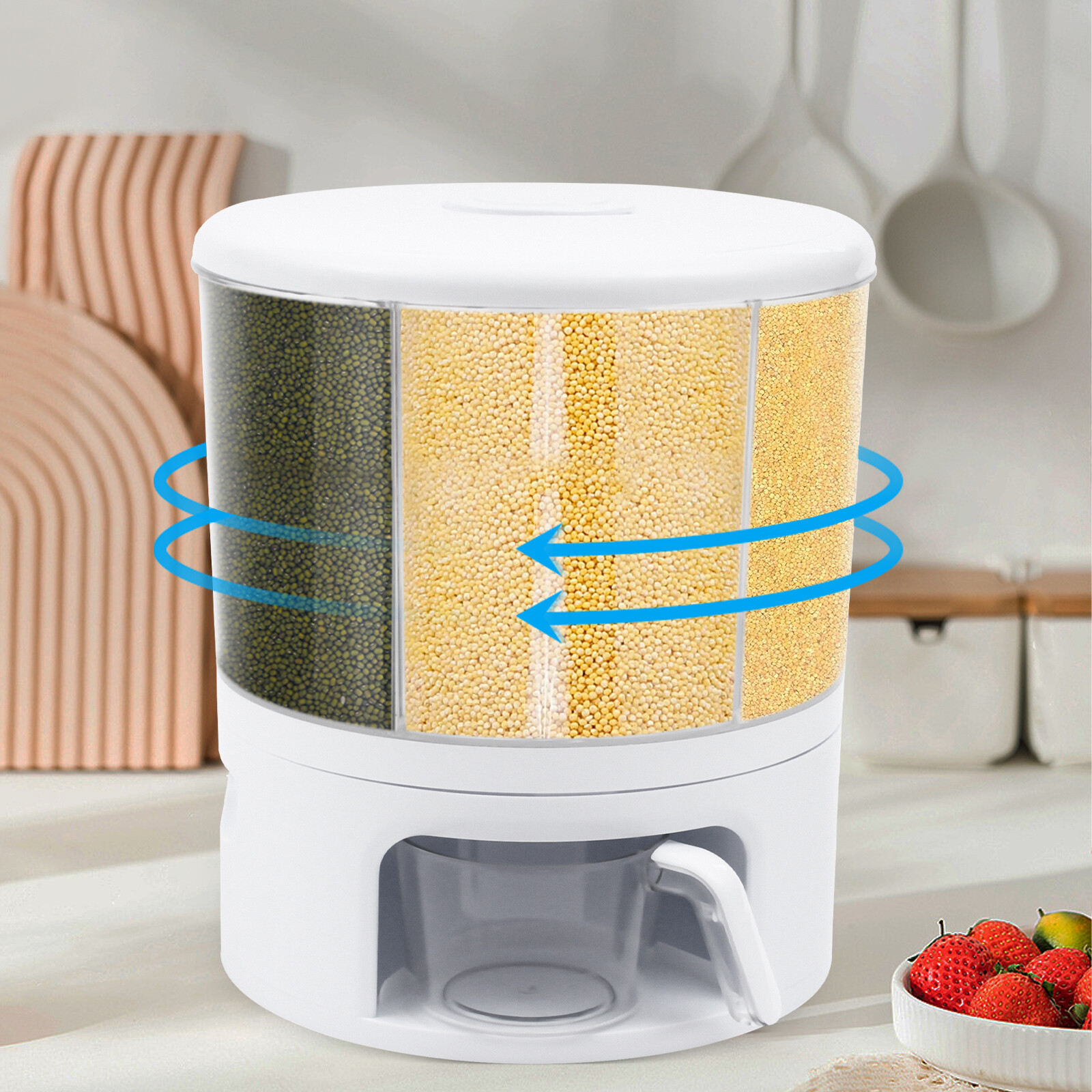 Kitchen Rotatable Rice Grain Dry Food Container 11kg Cereal Storage Dispenser gallery