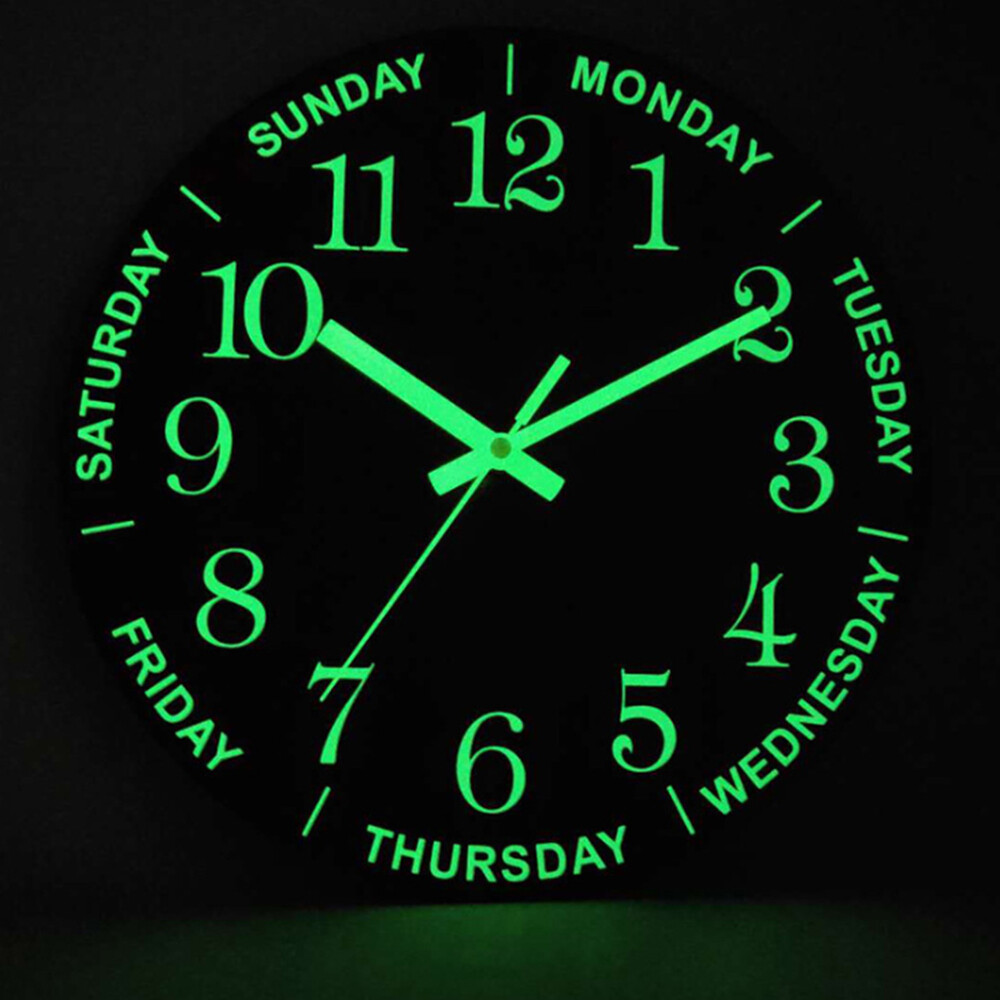 Large Luminous 3D Wall Clock New Glow In The Dark Quartz Home Decor Night Clock gallery