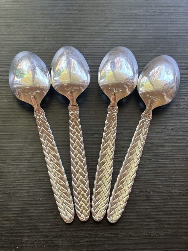 Ralph Lauren Teaspoon EQUESTRIAN BRAID Korea Stainless Flatware 6.5” Set of 4 gallery