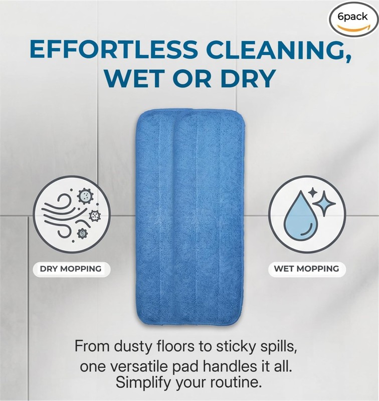 Microfiber Replacement Mop Pad, 18" x 6" Wet & Dry Home & Commercial Cleaning... gallery