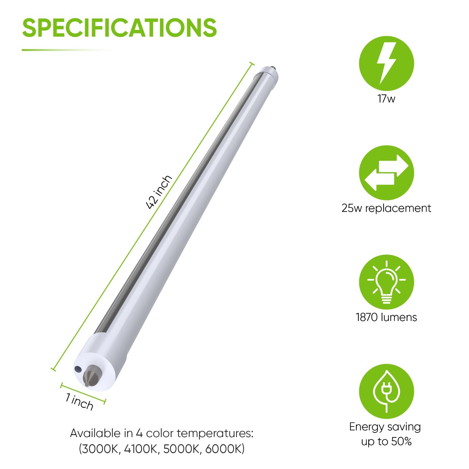 42 Inch/ 42" T6 Single Pin (FA8) LED Relamp Fluorescent Bulb F42T6 gallery