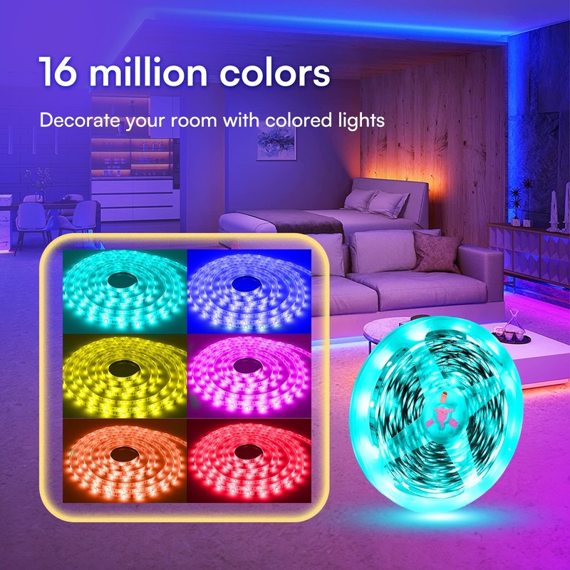 200 Ft LED Strip Lights, Smart Light with App Remote Control, RGB LED 2ROLL100ft gallery