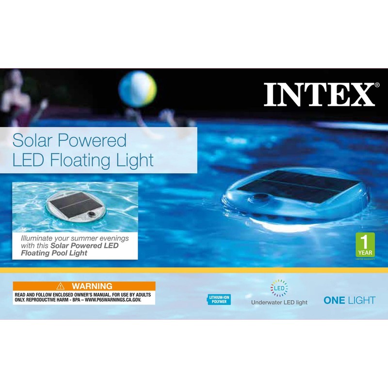 Intex Solar Powered LED Floating Pool Night Light, Color Changing (Open Box) gallery