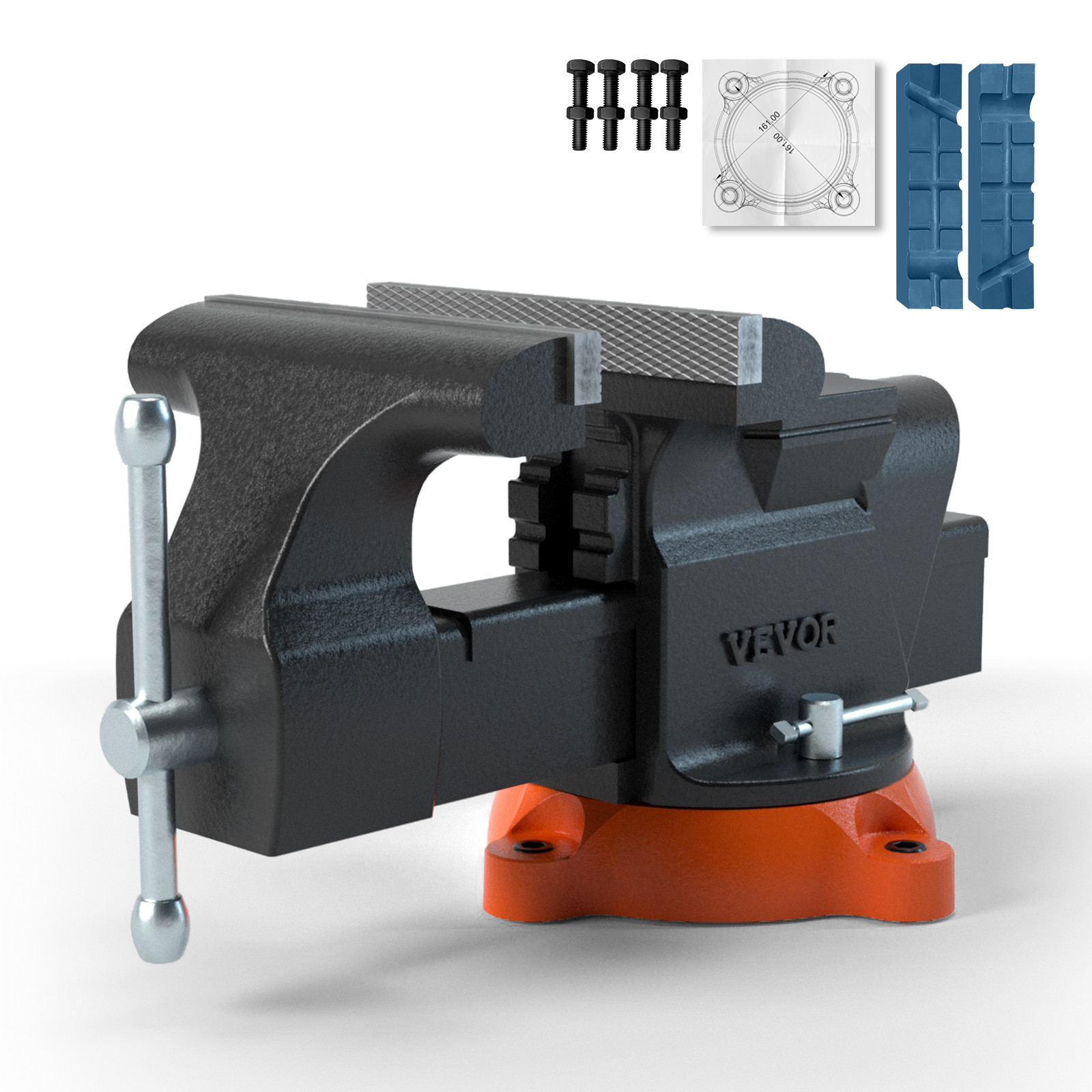 VEVOR 6" Bench Vise w/ Anvil 360°Swivel Locking Base Heavy Duty Ductile Iron gallery