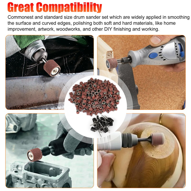 384 Pieces Sanding Drum Kit Sander Sleeves With Mandrels for Dremel Rotary Tool gallery