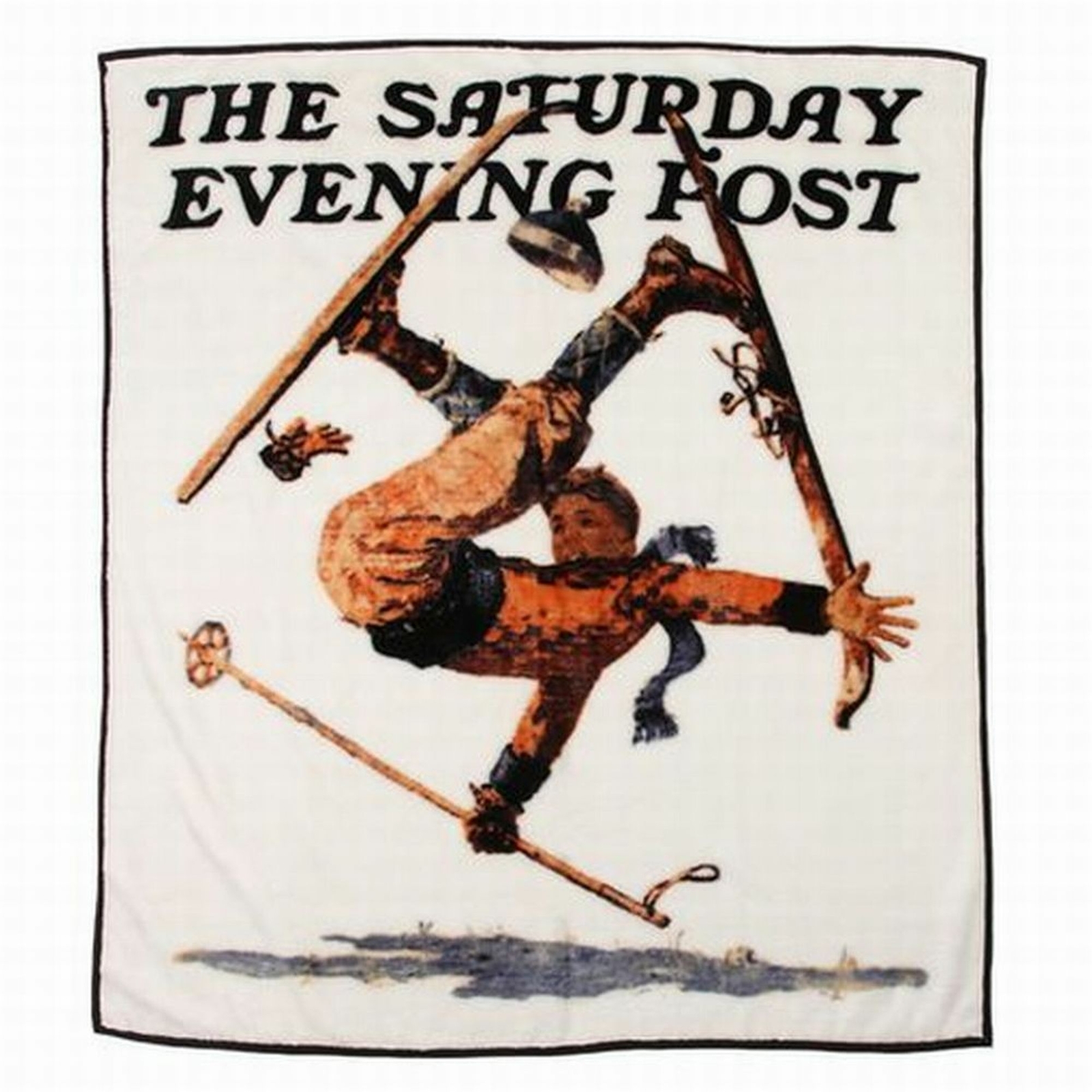 Saturday Evening Post Royal Plush Fleece Sking Throw Blanket Wipeout On Skis gallery