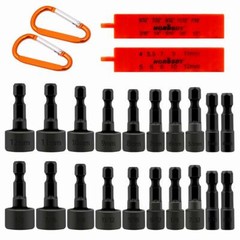 22PCS Power Nut Driver Bit Set Quick Change MM & SAE Impact 1/4″ Hex Shank