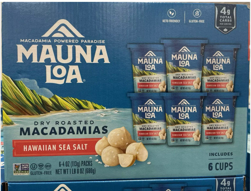 Mauna Loa Premium Roasted Macadamia Nuts, Hawaiian Sea Salt Flavor, 4 Oz Cup (6) gallery