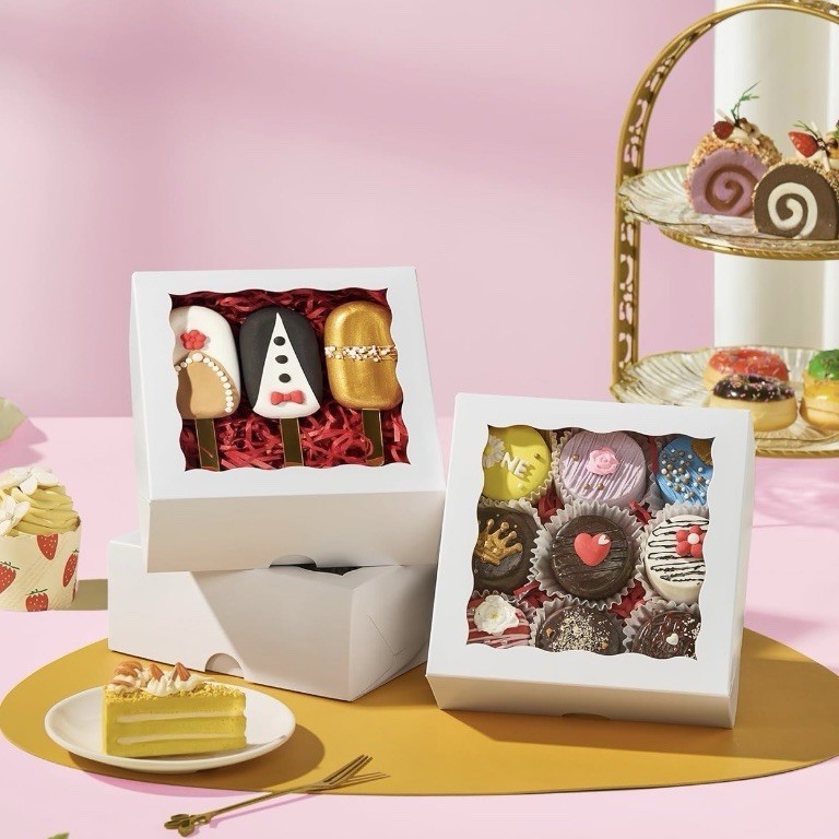 60 Pcs Bakery Boxes with Window, 6 x 6 x 2.5 Inches, White Cookie & Pastry Boxes gallery