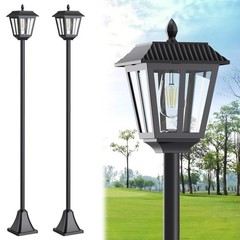 68″ Solar Lamp Post Light Outdoor – 3000K Warm White, IP45 Waterproof Post So…