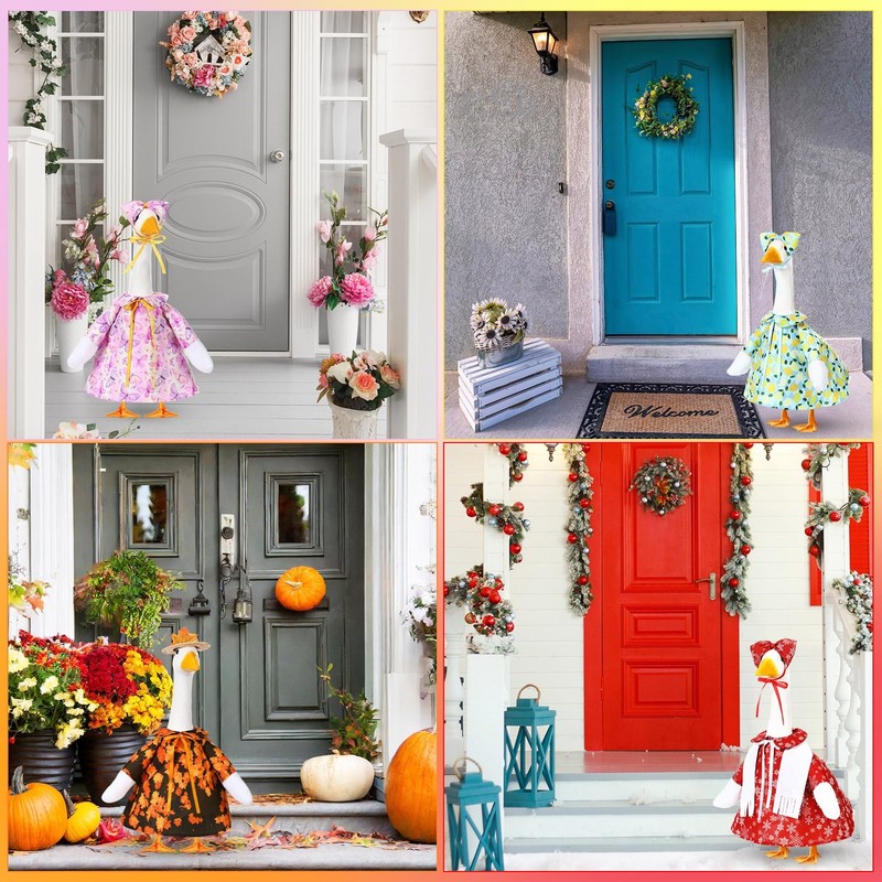 4 Set Spring Summer Fall Winter Goose Outfits Seasonal Cute Porch Goose Cloth... gallery