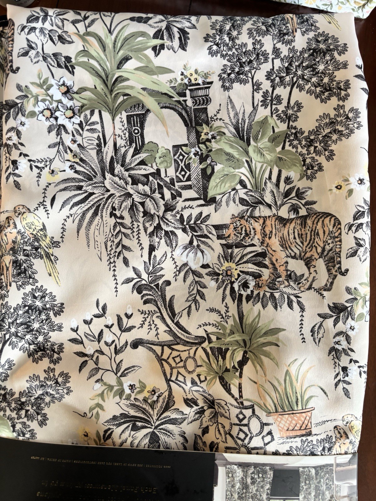 Anatara 2 pc Window Curtains Asian Toile Jungle Tigers Birds ea 37" x 96" New gallery
