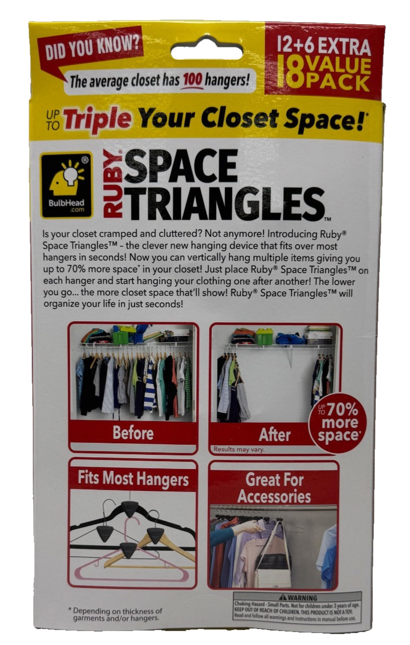 RUBY Space Triangles AS-SEEN-ON-TV, Creates Up to 3X More Closet Space gallery