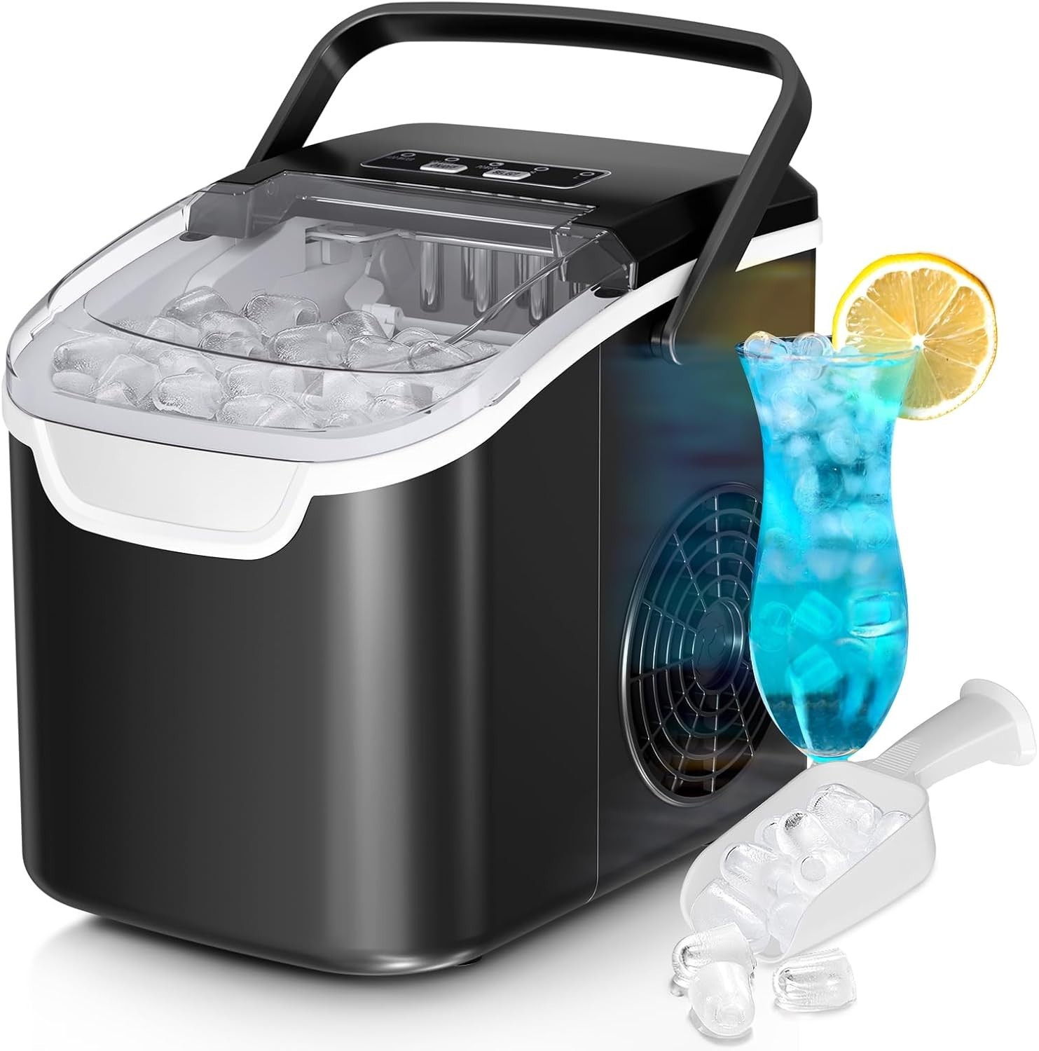 Countertop Ice Maker Portable Ice Machine 26lbs Self-Cleaning 2 Sizes Black gallery
