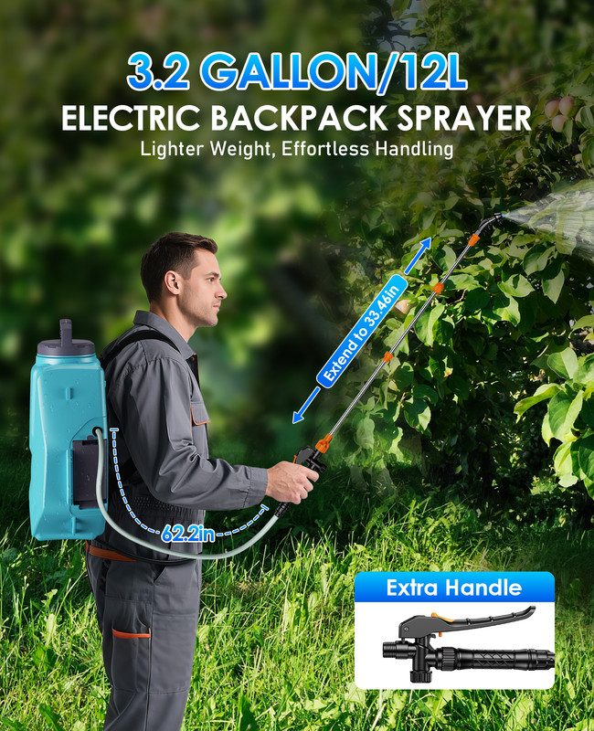 3.2 Gallon Battery Powered Weed Backpack Sprayer Farm Garden Pump Spray 6 Nozzle gallery
